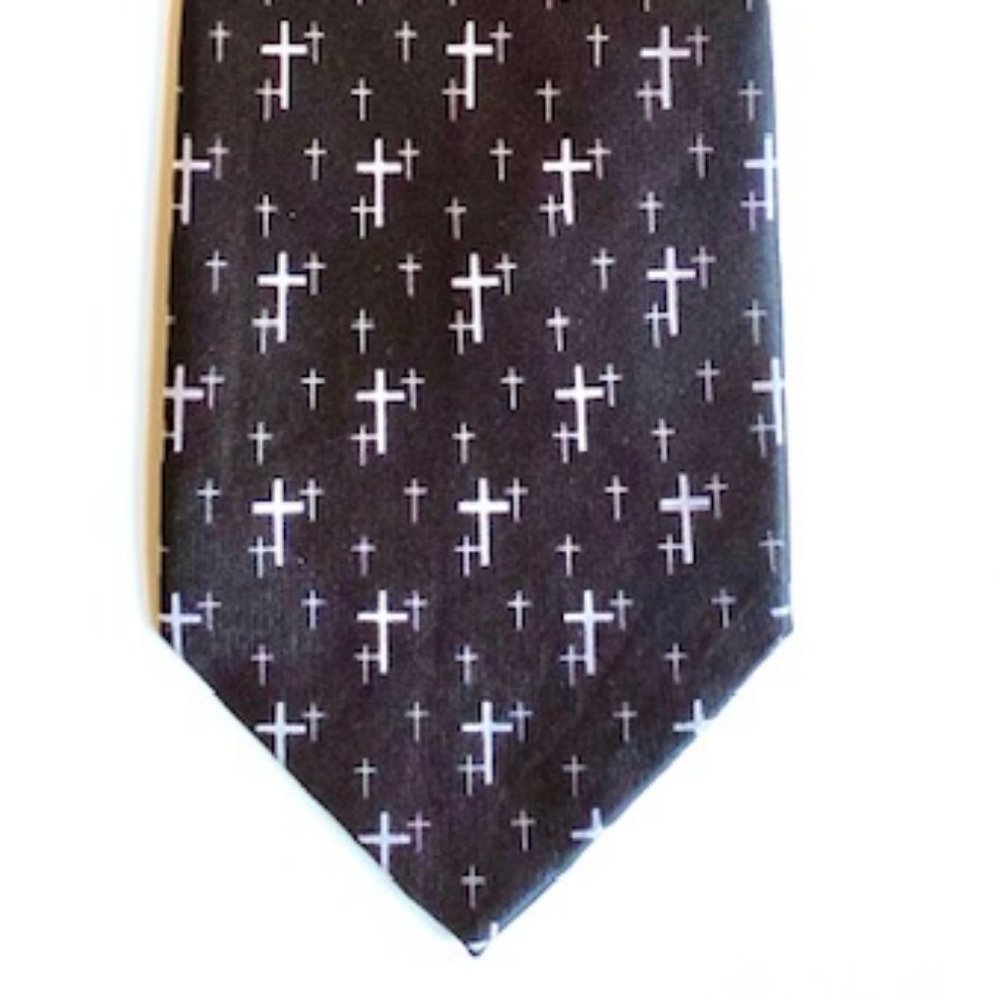 Gospitality Black & Silver Religious Cross Tie